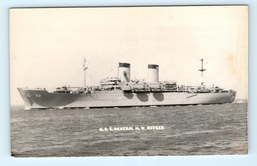 USS Butner AP-113 Transport Ship Real Photo Postcard - Picture 2 of 3