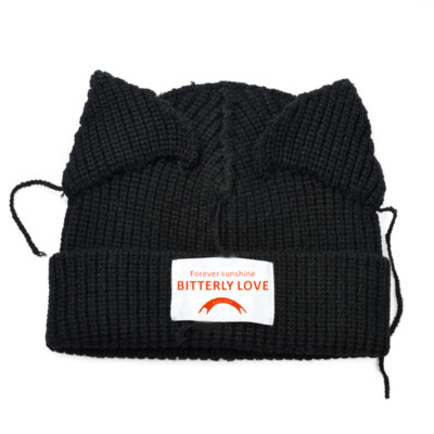 Cute Cat Pig Ear Knitted Hat Men Women Lover Boy Rabbit Ear Warm