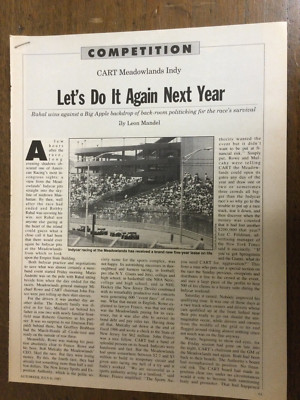 Misc 3225 Article Racing 1987 CART Meadowlands Indy Rahal 7-6-87 3 page