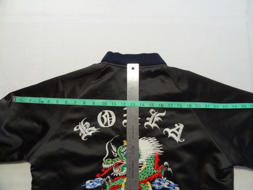 Han Mee Sa XS S Korea Satin Bomber Jacket Full Zip VTG Military Dragon Tour 80s - Picture 12 of 19