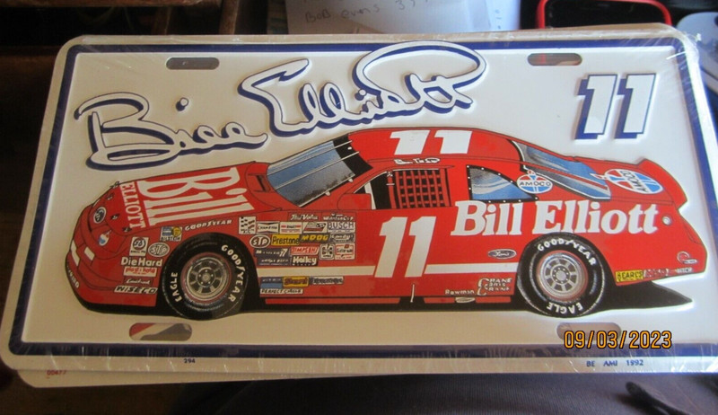 Bill Elliott  License Plate STILL SEALED