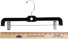 Hangers Plastic Pant Skirt Plastic Black 14" Padded Metal Clips Swivel Hook