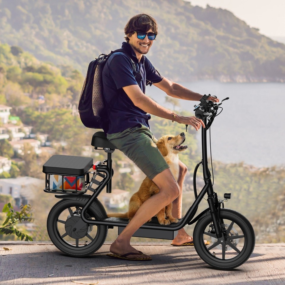 Trottinette Électrique JUICEASE ESBS PRO,500W, 22.5Ah, 25KM/H,14Avec Siège, Autonomie 75-100KM,Pliable,120KG,LCD,Noir - Sport