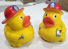 Set of 2 Firefighter Fireman Hero Rubber Duck Ducky NEW