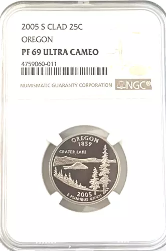 2005 s 25C Clad Oregon Quarter NGC PF 69 UC