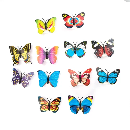 12 Stck. 3D Schmetterling LED Wandaufkleber Leuchtend Schlafzimmer Zum Selbermachen Wohndeko Nachtlicht - Bild 9 von 14