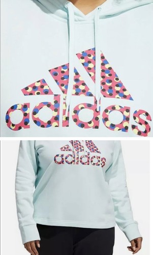 ADIDAS Women’s Plus Size 1x Hoodie Mint Green Graphic Logo With Polka Dots - Picture 5 of 12