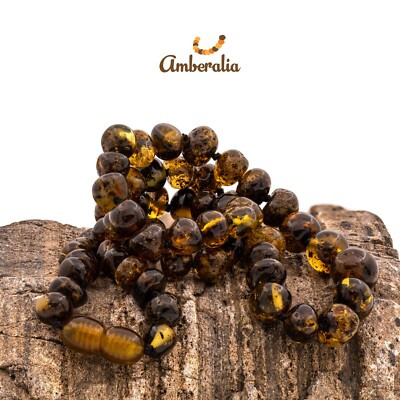 Baltic Amber Necklace Dark Green