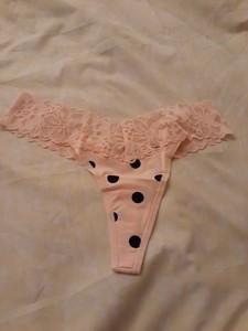 Victoria's Secret Stretch Algodão Renda Calcinha Fio Dental Cintura-Cor  Rosa Bolinhas (l | eBay