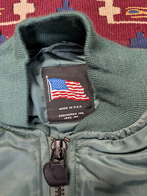 Greenbrier Vintage MA-1 Flyers Jacket, Large, USAF, Made In Greenbrier Vintage MA-1 Flyers Jacket, Large, USAF, Made In