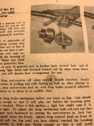 Vintage Olympic Model 81 Fishing Reel Owners manual Parts List Original - Picture 8 of 12