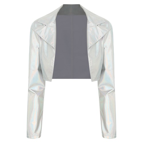 Giacca Donna Cappotto Lucido Moto Capispalla Rock Streetwear Cropped Clubwear - Foto 10 di 49