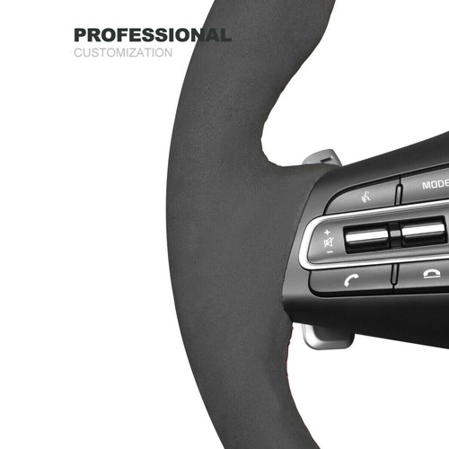 DIY Custom Hand Stitch Black Suede Steering Wheel Cover For Kia Stinger (GT) - Bild 8 von 10