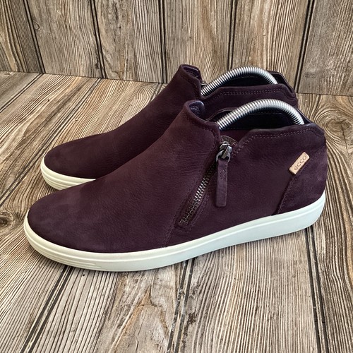 Ecco Soft 7 Ankle Booties Maroon Leather Comfort Side Zip Womens 40-9 US X- Wide - Picture 4 of 12