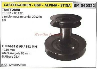 Riemenscheibe Für Rasenmäher Traktor TC102 122 Mechanisches Getriebe GGP 040322