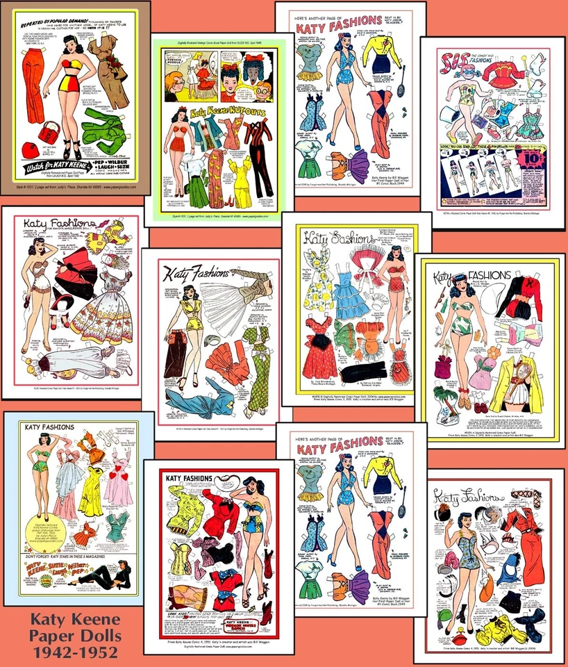 FORGET-ME-NOT PUBLISHING SALE! Dandy Dozen Katy Keene Paper Dolls from 1942-52 Comics Restored #KK-2878