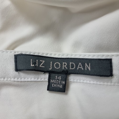 LIZ JORDAN Womens Top Size 14 White Textured Sequins Short Sleeve V-Neck - Picture 12 of 15