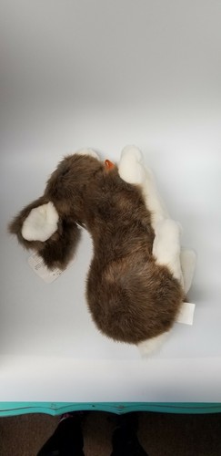 Easter Bunny plush stuffed animal rabbit brown white laying down gold bow 12" - Picture 10 of 12