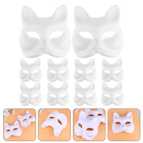 10 Pcs Handbemalte Zellstoffmasken Fräulein Leere Fuchsmasken Maskerademaske - Afbeelding 7 van 12