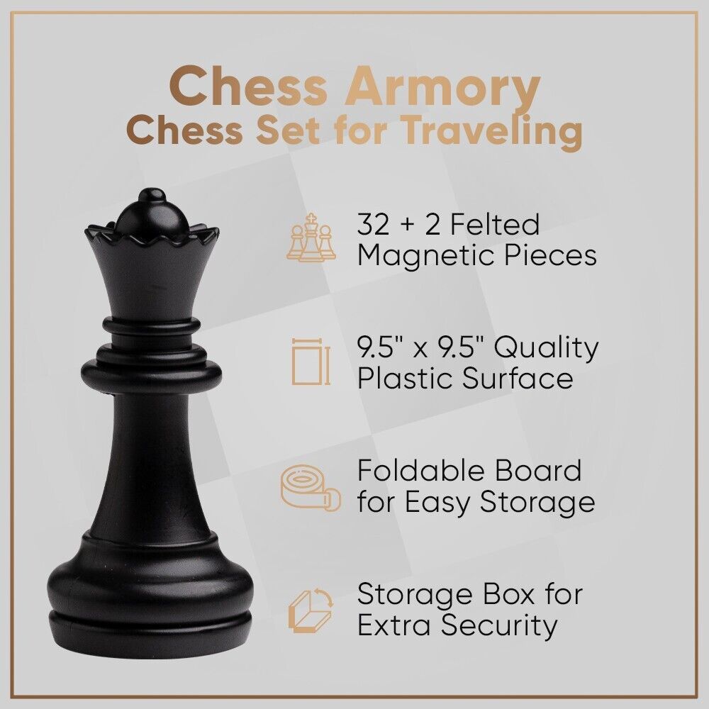  Chess Armory Wooden Chess Set - 17 inch Large Chess Board Sets  for Adults and Kids with Extra Queen Pieces & Storage Box : Toys & Games