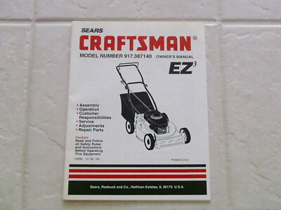 1996 Sears Craftsman EZ3 Lawnmower 917.387140 Owner’s Manual | eBay