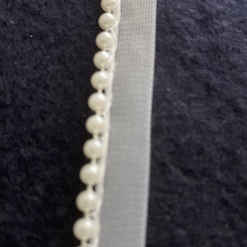 WHITE BRIDAL TRIM PEARLS ON DOUBLE TULLE SOLD BY YARD BD 13 - 第 5/6 張圖片