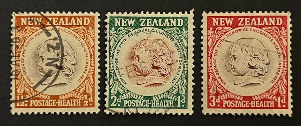 Travelstamps: 1955 New Zealand Stamps Sc #B46-B48  Children’s Health Used - Image 2 of 4