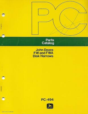 JOHN DEERE FW AND FWA DISK HARROW PARTS CATALOG