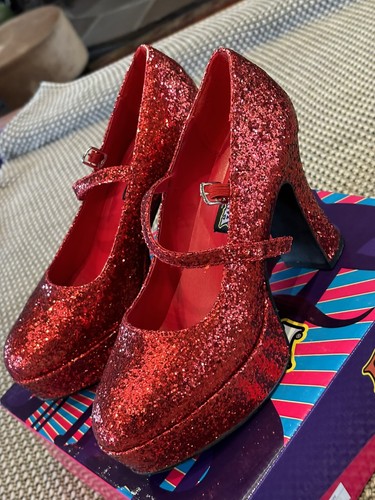NUEVO EN CAJA Zapatos Funtasma Plataforma Brillo Maryjane OZ Rojo 9, Se Ajusta a 8-8.5 - Imagen 6 de 16