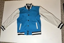 SP Collection Men’s Varsity Jacket Teal And Black Medium Vintage Some Stains Y2K