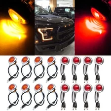 16X 3/4" Mount Red/Amber LED Bullet Clearance Side Marker Trailer Light w/Chrome