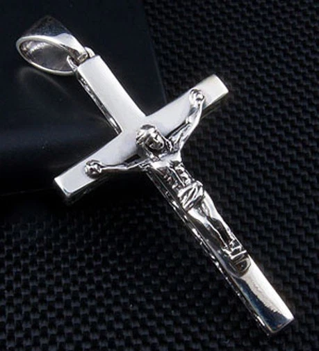 TINY JESUS CRUCIFIX CROSS 925 STERLING SILVER MENS PENDANT NEW BIKER CHAIN