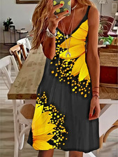 2XL (Size 14/16) Hawaiian Sunflower Cocktail Dress - Stretchy Bodycon ✨New