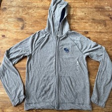 Abercrombie Fitch Kids Gray Blue Muscle Full Zip Hoodie Boys Size Medium NWT