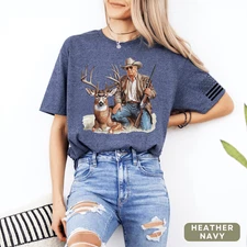 Trump with Buck Deer Hunting T-Shirt For Men and Women