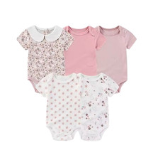 5 Pcs Fashion Cartoon Short Sleeve Baby Boy Girl Bodysuits Soft Newborn