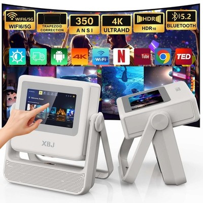 XBJ Smart Touchscreen Tragbarer Projektor | 4K Unterstützung | WiFi 6 | Bluetooth
