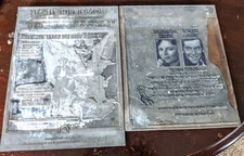 Vintage Wood Metal Letter Press Plate Printing Clocks Newspaper Movie Ad's