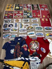 Lot Of 111 Vintage Boys Scouts Jamboree BSA Patches Pins Plus Uniforms Items