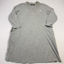 Lauren Ralph Lauren Dress Womens M Gray Sweater Dress Shift V-Neck Pockets