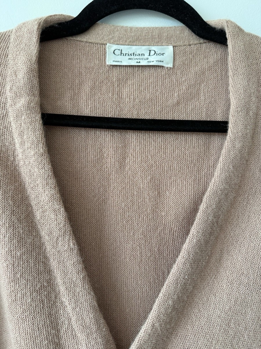 VINTAGE 90s Christian Dior Monsieur Beige Cardigan Men's Sweater