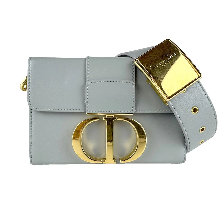 Dior — Auth Christian Dior 30 Montaigne Shoulder Bag Gray/Gold Leather/Metal - z9722