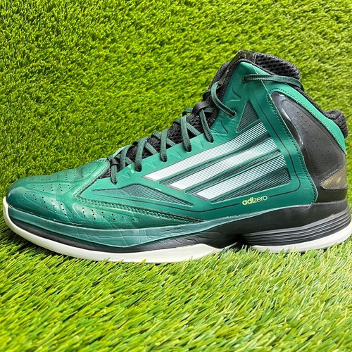 Adidas Adizero Mens Size 13 Green Black White Athletic Basketball Shoes Sneakers - Picture 3 of 10