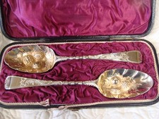 Antique hallmarked  early Georgian, fabulous Silver Berry Spoons 117 gms