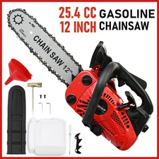 25.4cc Gas Top Handle Chainsaw with 12'' Bar Chain 2-Stroke Engine Cut Tree Wood