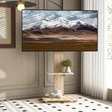 TV Stand Floor Stand with Mount Mobile TV Cart w/Shelf for 32-75 inches Natural