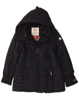 KHUJO Womens Hooded Padded Coat UK 18 XL Navy Blue Polyester BR09
