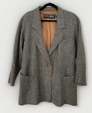 Escada Margaretha Ley Wool Brown Alpaca Textured Coat 38