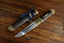 Pattern steel hand forged short knife self-defense cold weapon collection