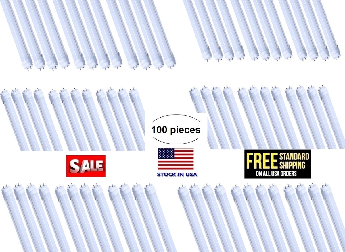 5 /100 Pack T8 48 Inch SHATTERPROOF LED Tube Light Bulbs 18W 4000k Frosted  A+B